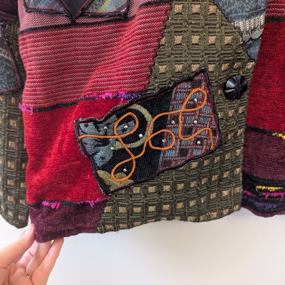 Vintage Art to Wear Patchwork Embroidered Tapestry Coat Eclectic - Picture 6 of 16